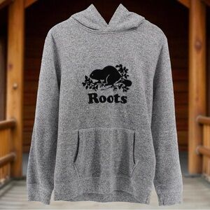 Roots Kids Grey Hoodie Outdoors Cabincore Winter Mountains Holiday XXL 13-14y